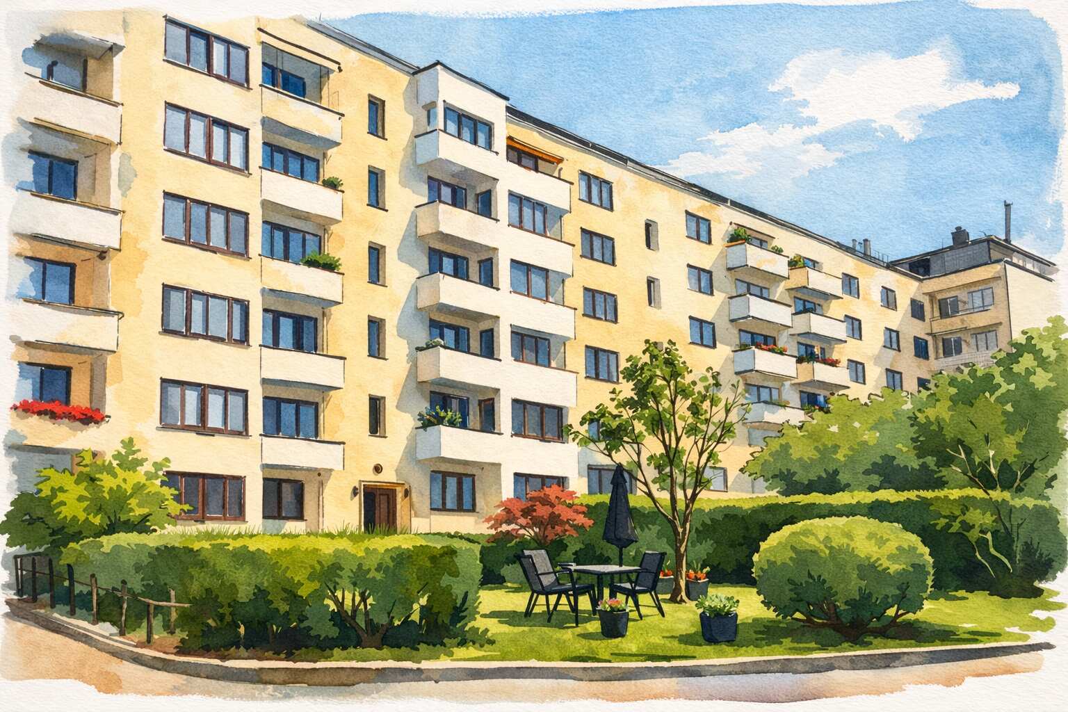 Hage og trær ved Kirkeveien 90